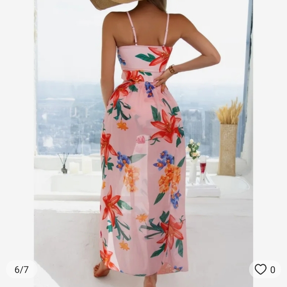 New 3 piece Bikini Sze 8 Pink floral beach skirt ruffle swimsuit cover up knot - Picture 3 of 7